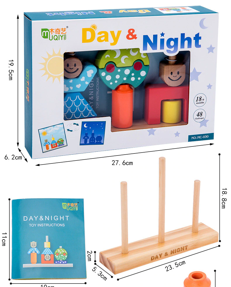 Cuburi din lemn constructie logica Zi si Noapte - Day & Night [5]