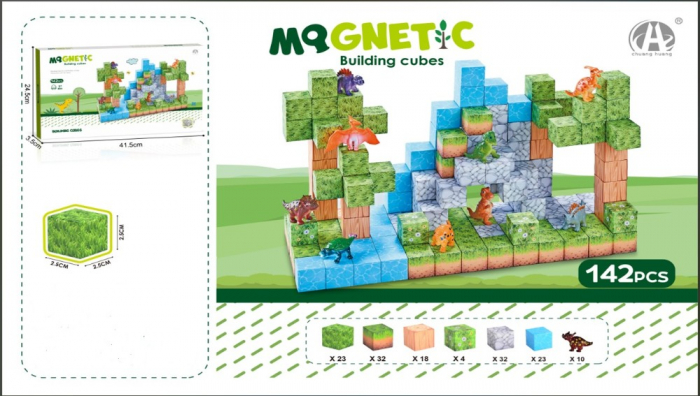 Cuburi magnetice tip Minecraft Set blocuri de constructie Montessori pentru copii 142 piese [1]