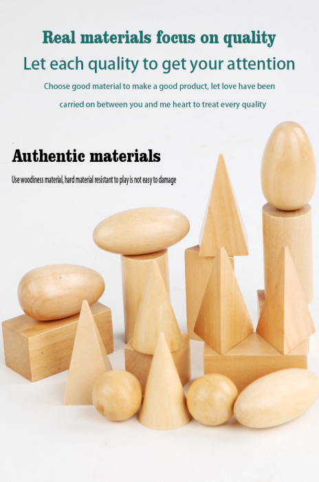 Se Cuburi  Montessori din lemn Forme geometrice 3D [5]