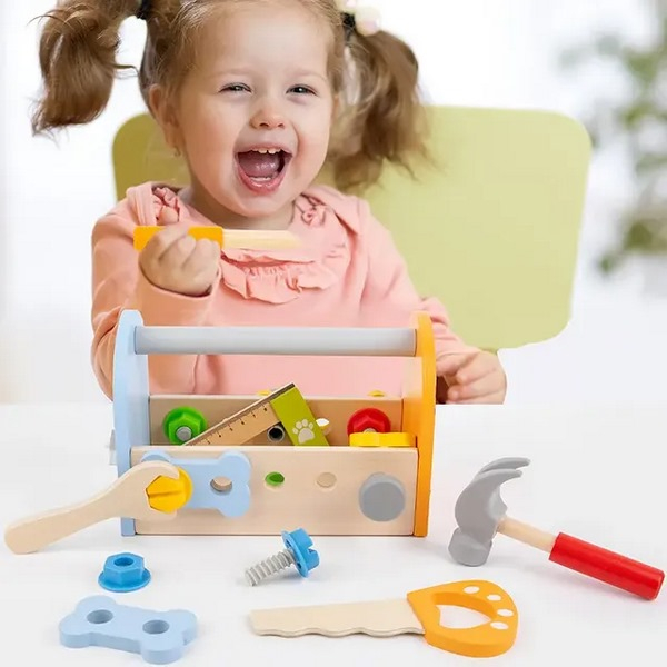 Cutie de Scule din Lemn cu Unelte și Accesorii pentru Copii [4]