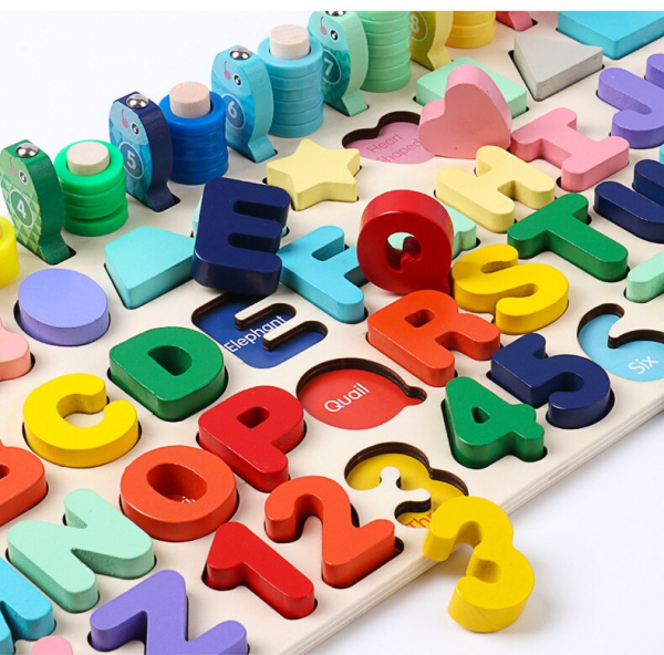 Joc educativ din Lemn Litere, Forme, Cifre, Joc de Pescuit [2]