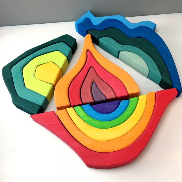 Set Cuburi din lemn Jumbo Curcubeu 23 piese [5]