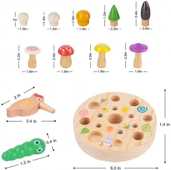 Joc din Lemn Montessori Magnetic Ciuperci de cules [7]