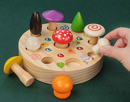 Joc din Lemn Montessori Magnetic Ciuperci de cules [2]