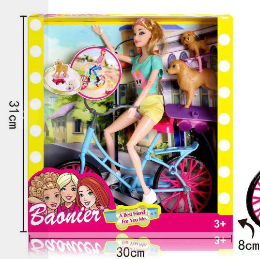Papusa Barbie pe bicicleta cu doi catelusi [2]