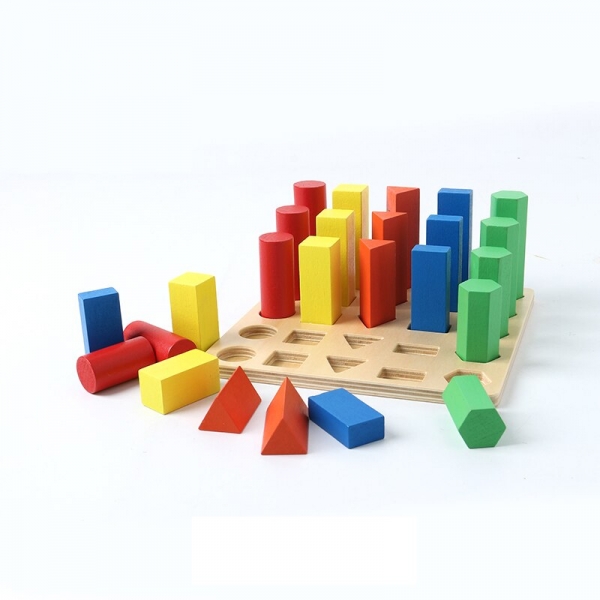 Joc lemn montessori forme geometrice - Joc Montessori Scara din lemn învățare lungime formă geometrică [2]