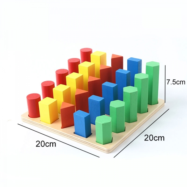 Joc lemn montessori forme geometrice - Joc Montessori Scara din lemn învățare lungime formă geometrică [3]