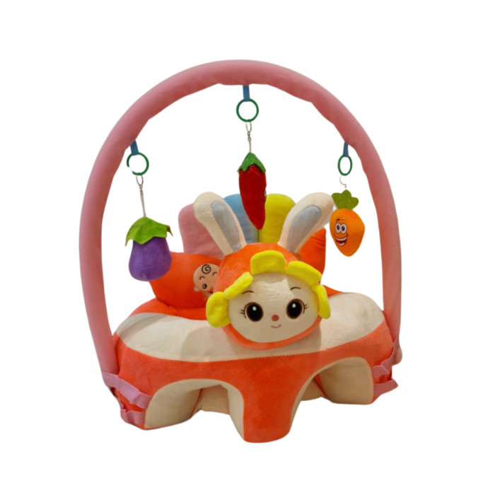 Fotoliu bebe sit up din plus cu Bara jucarii Iepuras crem portocaliu [2]