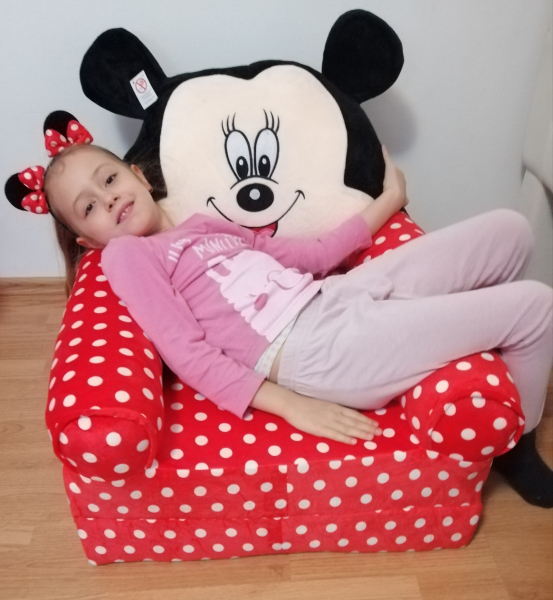 Fotoliu extensibil XXL din plus Mickey Mouse cu buline  120 cm [5]