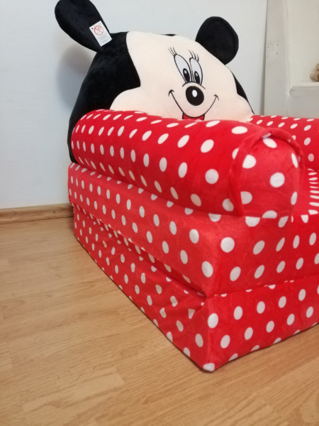 Fotoliu extensibil XXL din plus Mickey Mouse cu buline  120 cm [9]