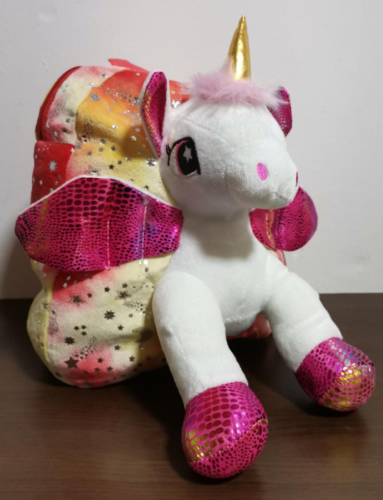Ghiozdan Din Plus Unicorn 3D Rucsac Gradinita din PLus Unicorn [4]