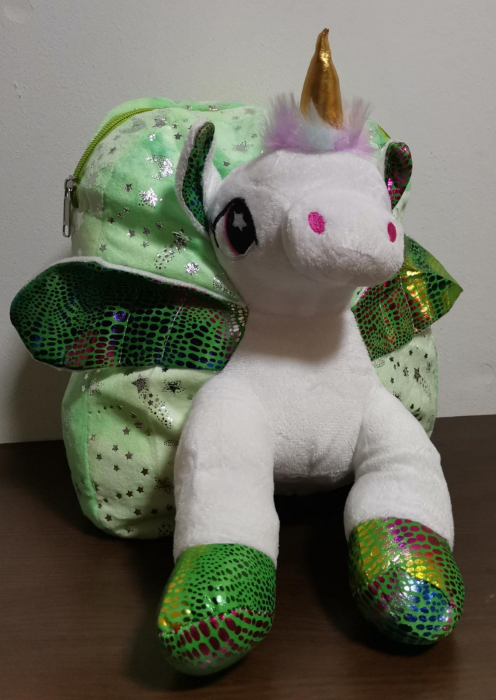 Ghiozdan Din Plus Unicorn 3D Rucsac Gradinita din PLus Unicorn [4]