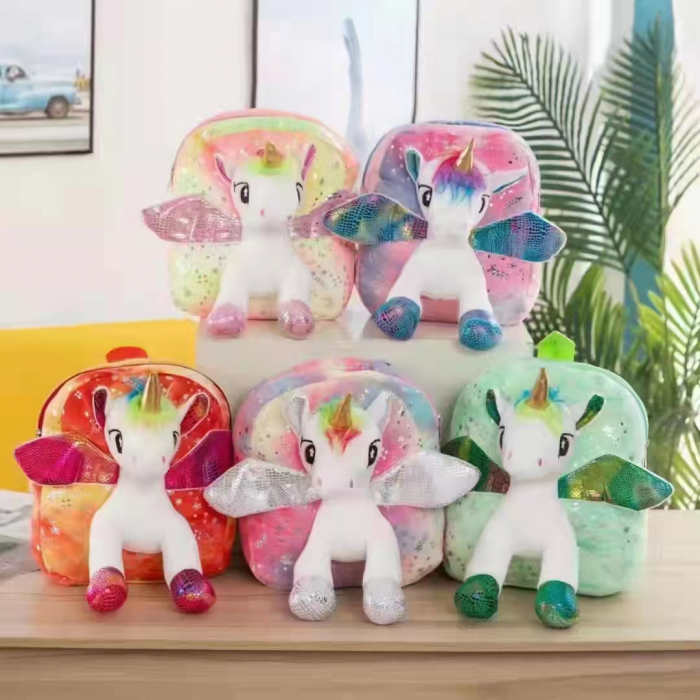 Ghiozdan Din Plus Unicorn 3D Rucsac Gradinita din PLus Unicorn [3]