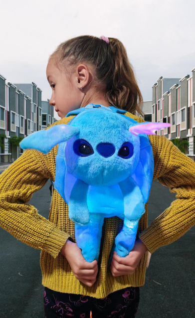 Ghiozdan Rucsac de Gradinita 3D Stitch cu Lumini si Urechi ce se ridica si Bretele Reglabile [1]
