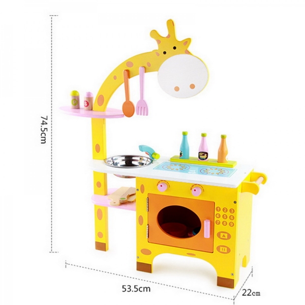 Bucatarie din Lemn Girafa cu accesorii pentru copii [3]