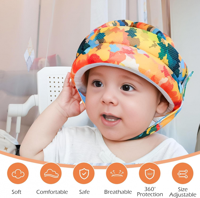 Ham de Mers Bebelusi Casca Protectie Cap – Reglabil, Ergonomic Portocaliu [4]