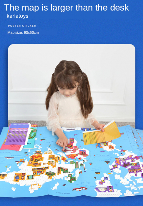 Joc Creativ  Puzzle Educational Harta Lumii Mideer cu Sticker [3]
