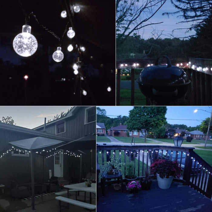 Instalatie luminoasa solara exterior cu 50 globuri, 5 m lungime, lumina rece [4]