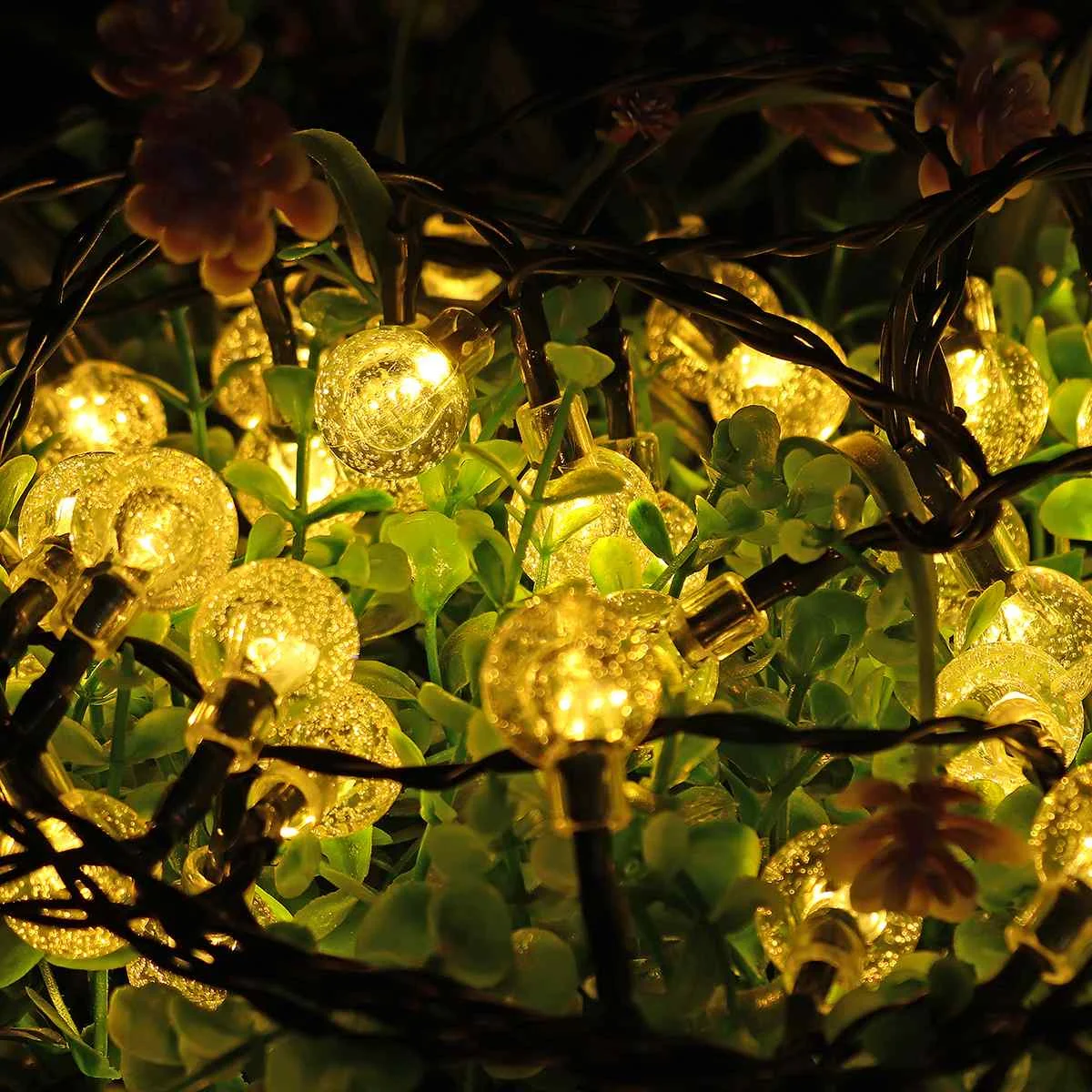 Instalatie luminoasa solara exterior cu 50 globuri, 6,5 m lungime, lumina calda [3]