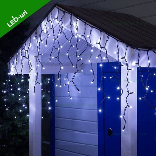 Instalatie tip turturi lumina rece exterior cu fir gros 120led v8  5.5m [1]