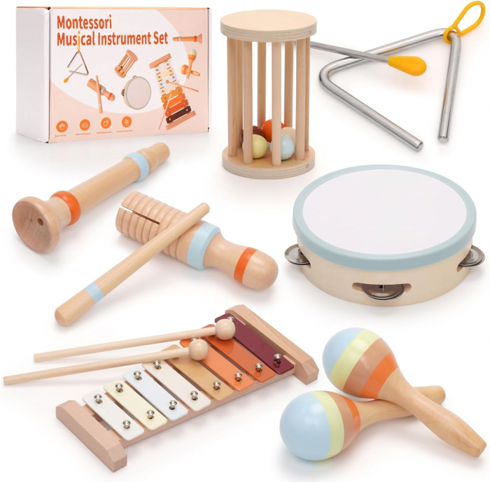 Instrumente Muzicale Montessori din Lemn pentru Copii - Set 7 bucati [6]