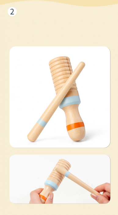 Instrumente Muzicale Montessori din Lemn pentru Copii - Set 7 bucati [9]