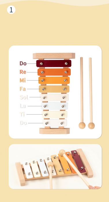 Instrumente Muzicale Montessori din Lemn pentru Copii - Set 7 bucati [8]