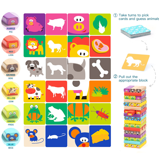 Joc din Lemn Jenga cu Animale Topbright - Turnu Instabil [9]