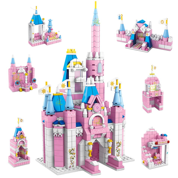 Set Constructie Castel Roz – 1000 Piese  Joc de Construit pentru Copii [2]