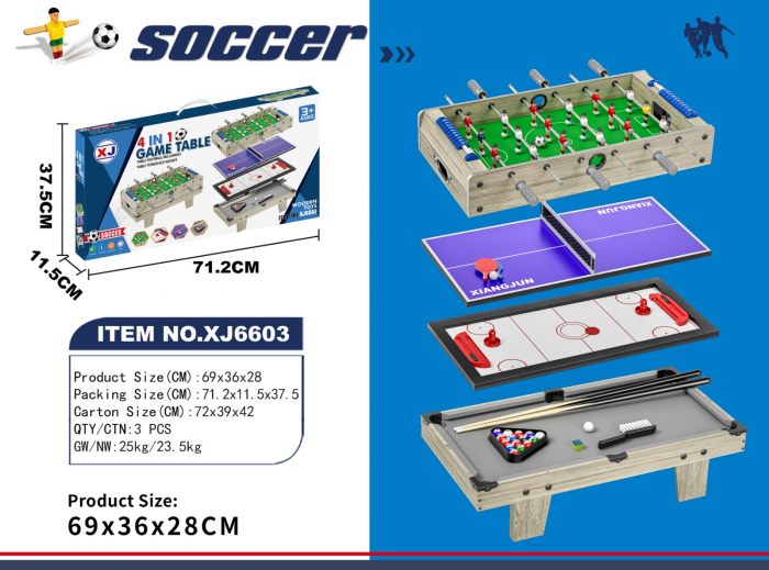Masa de joc 4 in 1, Fotbal, Tenis de masa, Biliard si Hockey [2]