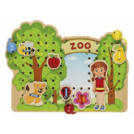 Joc de insiruit din lemn La Zoo – joc Montessori de dexteritate, culori si coordonare copii [3]