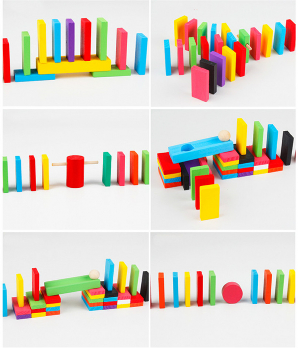 Joc de lemn Domino  cu piese colorate si capcane [4]