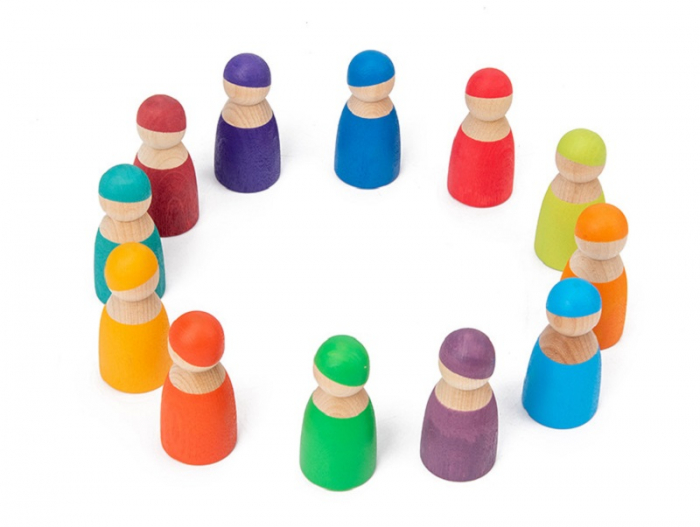 Joc de lemn Papusile Montessori Pioni colorati Peg Dolls [3]