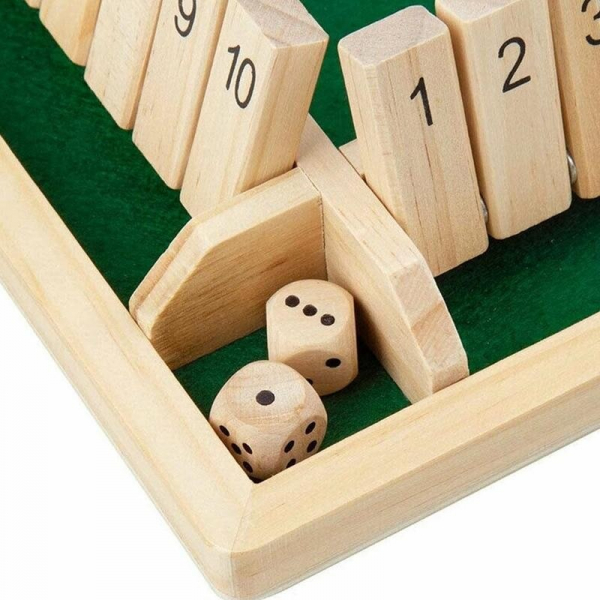 Tabla de joc numere - Joc de masa din lemn cu zaruri Shut the Box [8]