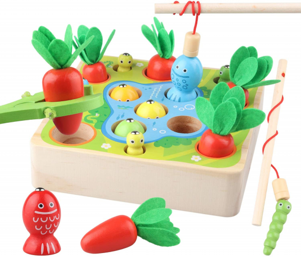 Joc din Lemn motricitate Montessori de pescuit 3 in 1 [3]