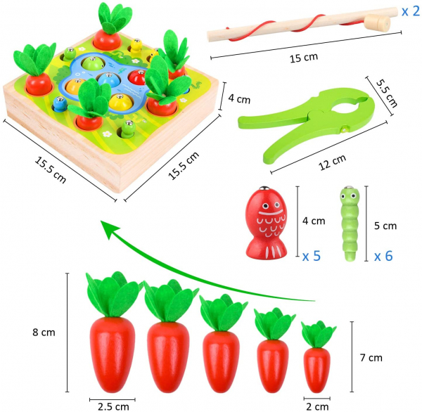 Joc din Lemn motricitate Montessori de pescuit 3 in 1 [8]
