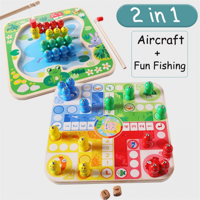 Joc din Lemn 2 in 1 pescuit magnetic Joc nu te supara frate [3]