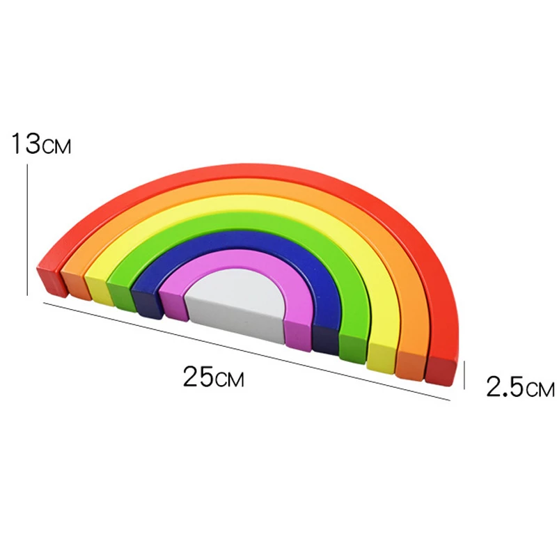 Joc din Lemn Curcubeu - Rainbow Block 7 Piese [4]