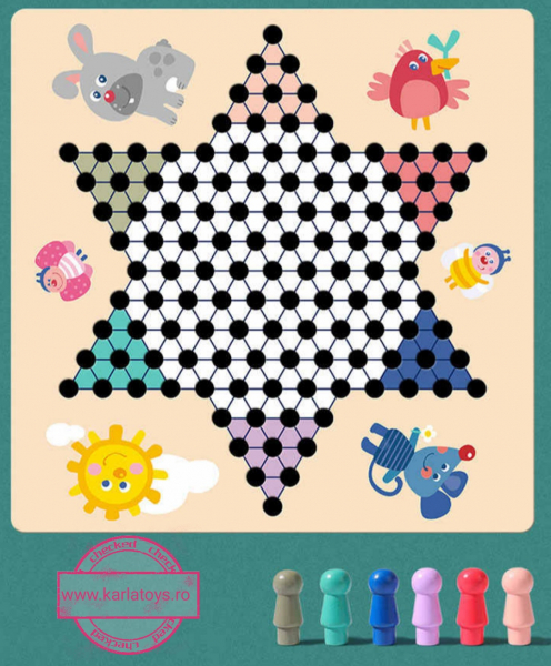 Joc din Lemn Educational Dame  - Joc din Lemn puzzle 7 in 1 Ludo Chess [8]