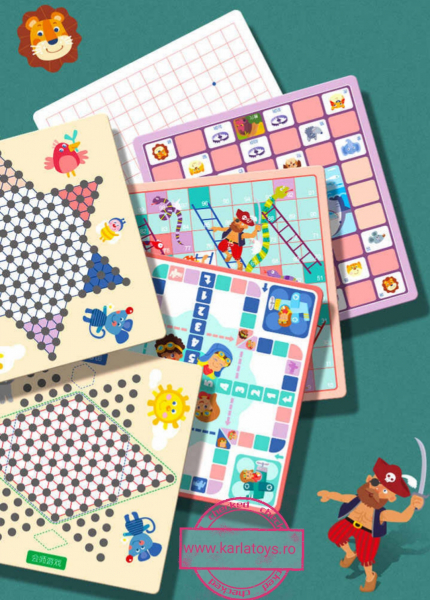 Joc din Lemn Educational Dame  - Joc din Lemn puzzle 7 in 1 Ludo Chess [4]
