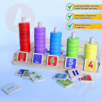 Joc din Lemn Educativ Numaratoare si Puzzle [6]