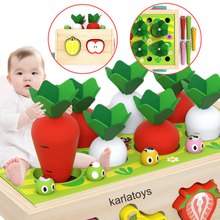 Joc din Lemn Montesorii 4 in 1 Gradina cu fructe si legume si sortator [2]