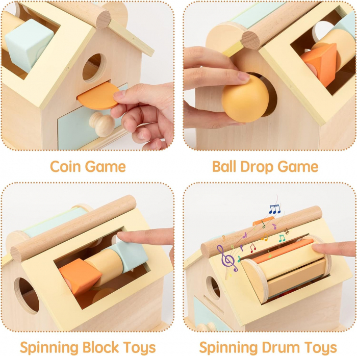 Joc din lemn Montessori 4 in 1 Casuta cu activitatii [3]