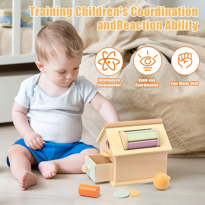 Joc din lemn Montessori 4 in 1 Casuta cu activitatii [6]