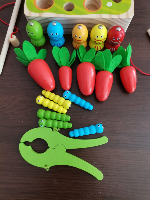 Joc din Lemn motricitate Montessori de pescuit 3 in 1 [9]