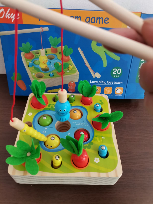 Joc din Lemn motricitate Montessori de pescuit 3 in 1 [4]