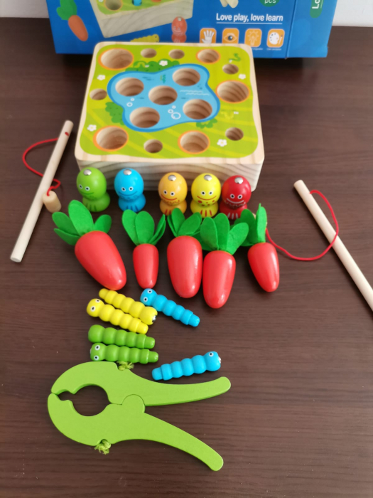 Joc din Lemn motricitate Montessori de pescuit 3 in 1 [2]