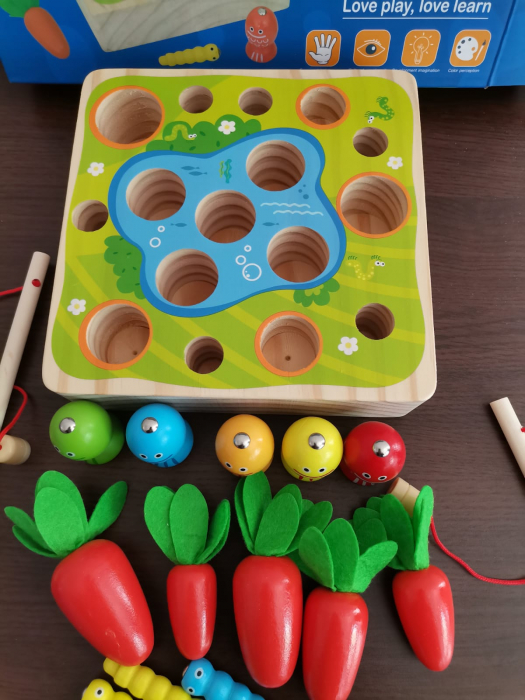 Joc din Lemn motricitate Montessori de pescuit 3 in 1 [10]