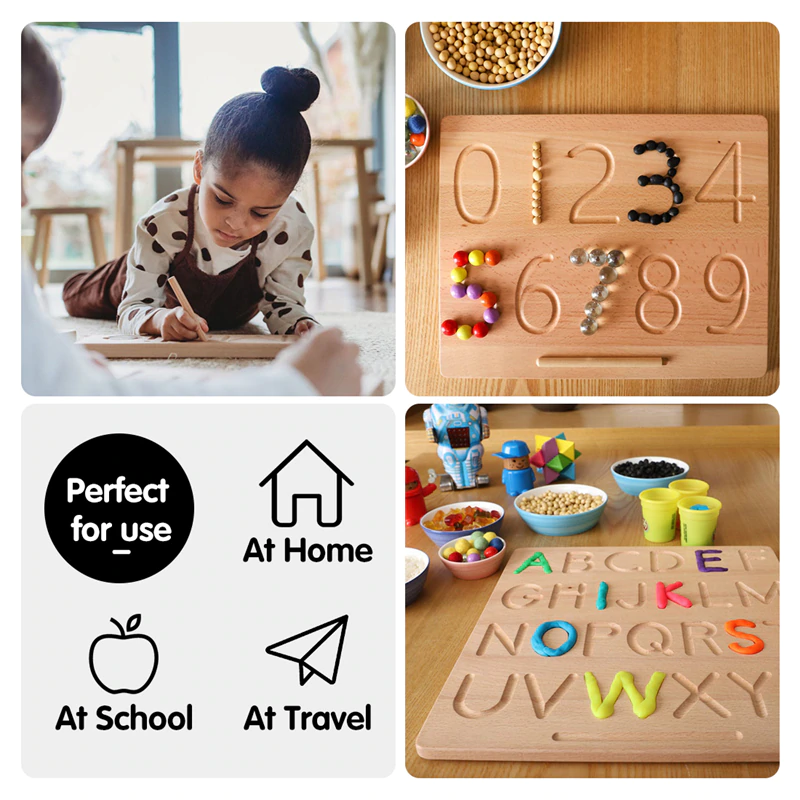 Joc lemn montessori litere si cifre Tabla de urmariere [8]