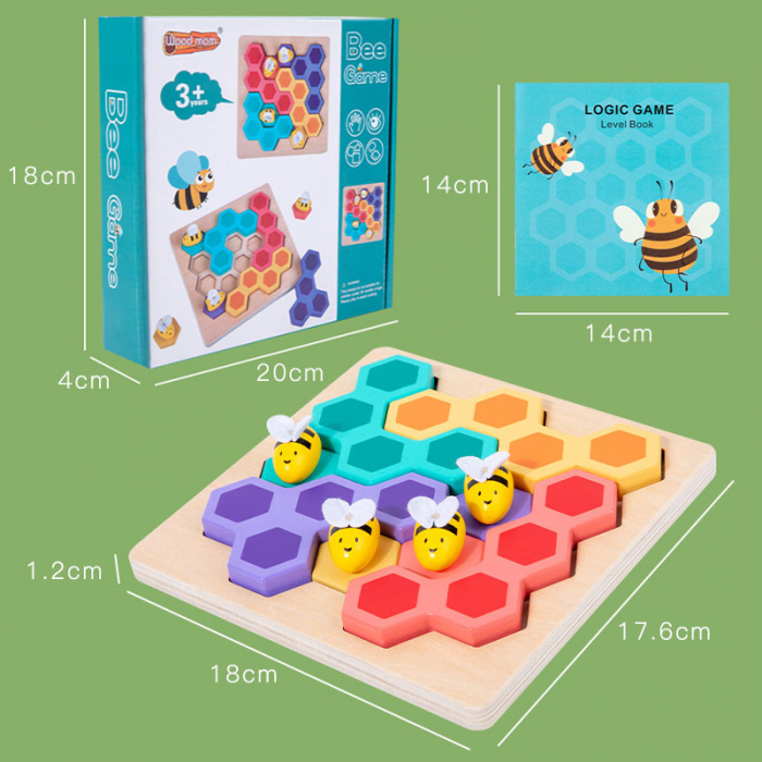 Joc din Lemn  Montessori Tetris Albinutele IQ Games [4]